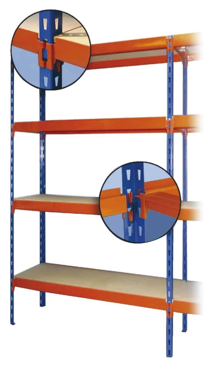 Regał wtykowy wielofunkcyjny RWW Z półkami z płyty wiórowej lub metalowymi (ocynkowanymi lub malowanymi).